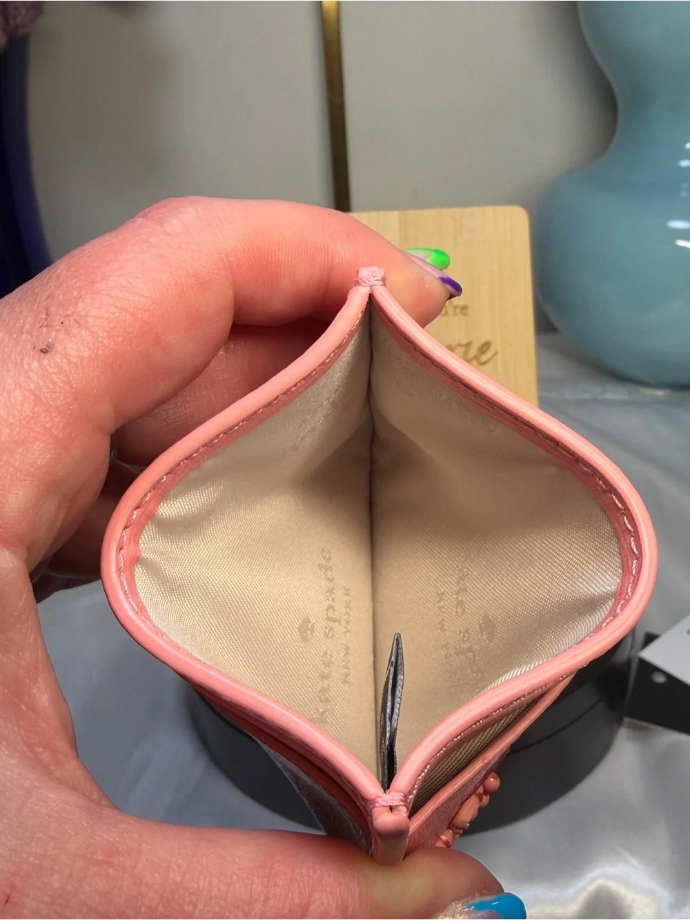kate spade Pink Floral Embossed Card Holder NWT